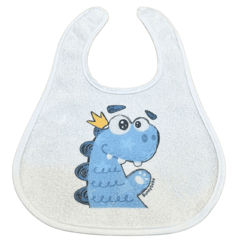 BUNNY BEBE Πλαστικοποιημένη Μακρόστενη Σαλιάρα Πετσετέ Με Velcro Dinosaur (4+ μηνών)