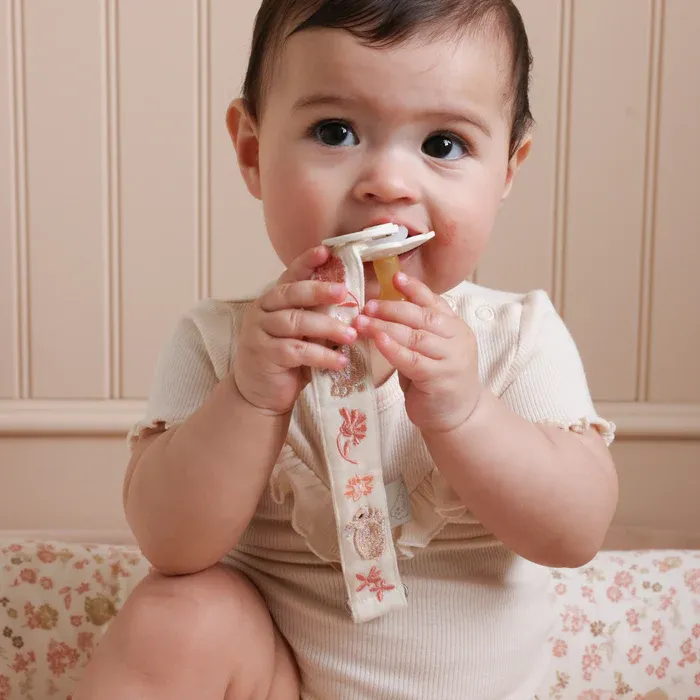 CAM CAM Κλιπ Πιπίλας Ξύλινο Με Βαμβακερό Ύφασμα Augusta