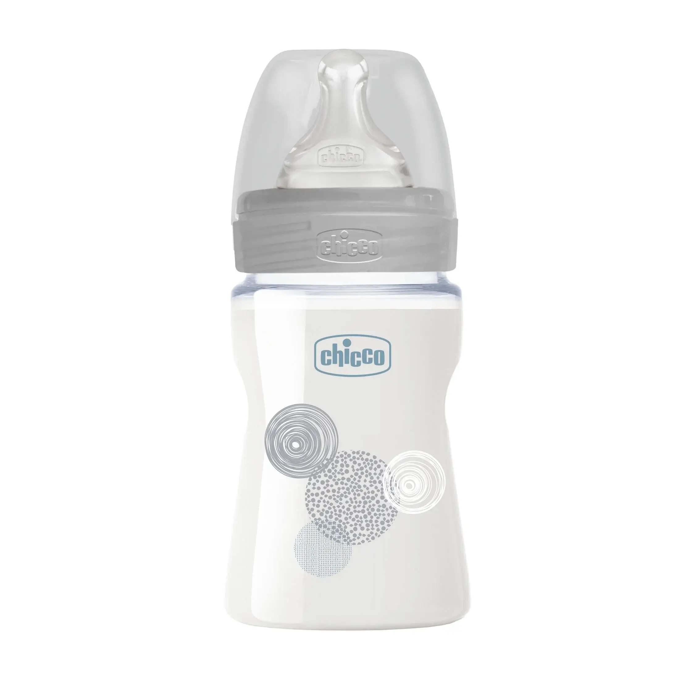 CHICCO Γυάλινο Μπιμπερό Well Being Grey 150ml (0+ μηνών)
