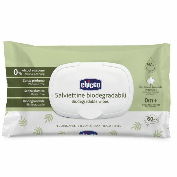 CHICCO Βρεφικά Μωρομάντηλα Νερού Χωρίς Άρωμα Με Καπάκι Delicate (60 Τεμάχια)