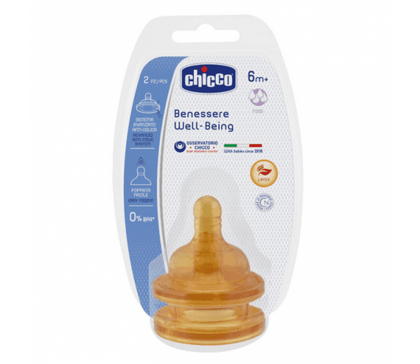 CHICCO Θηλές Καουτσούκ Well Being Ροή Φαγητού (6+ μηνών)