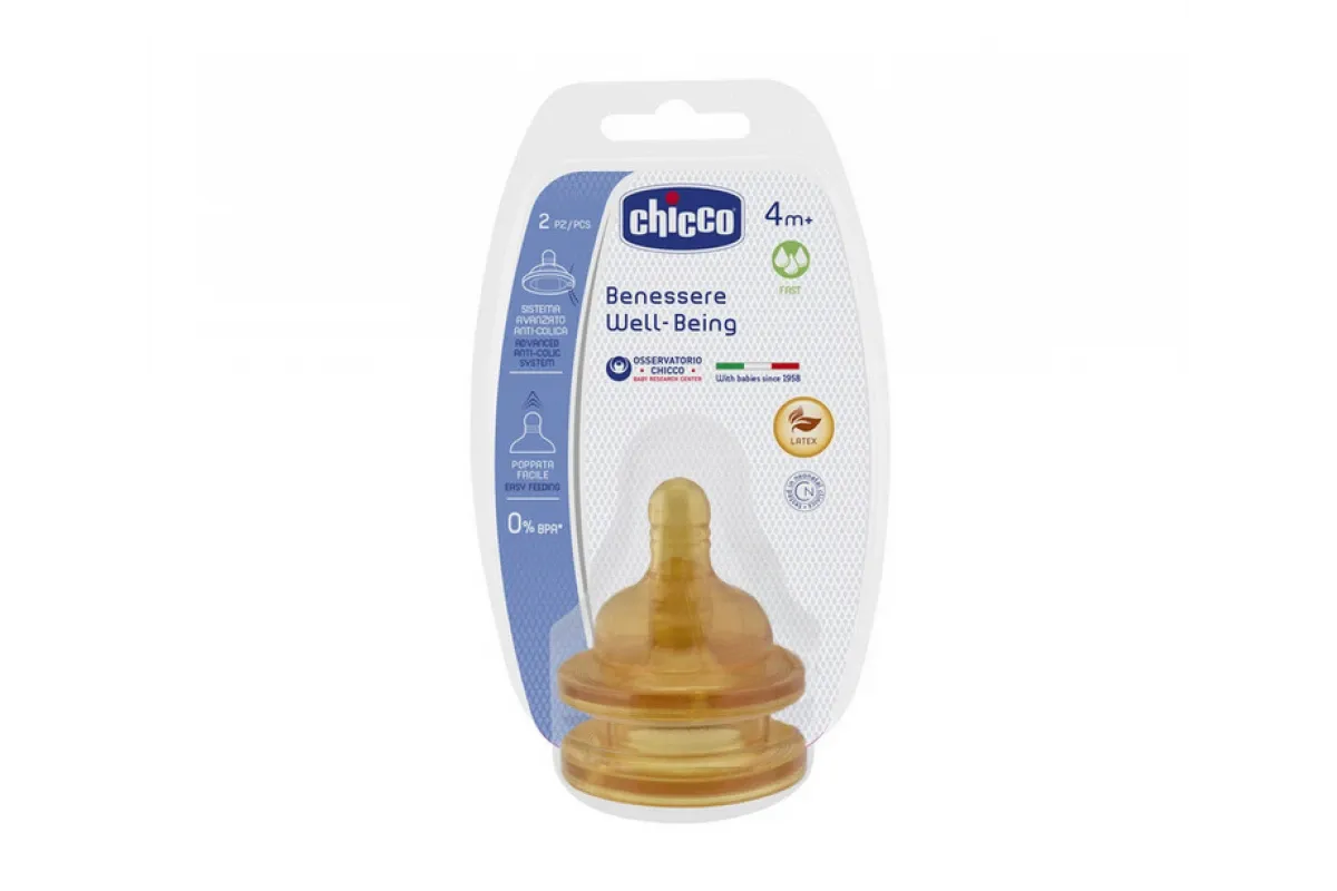 CHICCO Θηλές Καουτσούκ Well Being Γρήγορη Ροή (4+ μηνών)