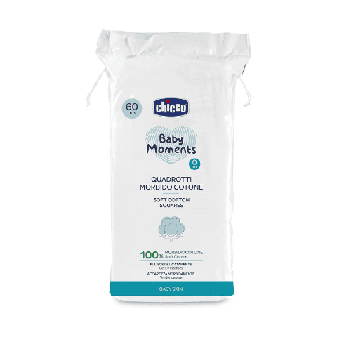 CHICCO Βαμβακερά Μαντηλάκια Μιας Χρήσης Baby Moments (60 Τεμάχια)