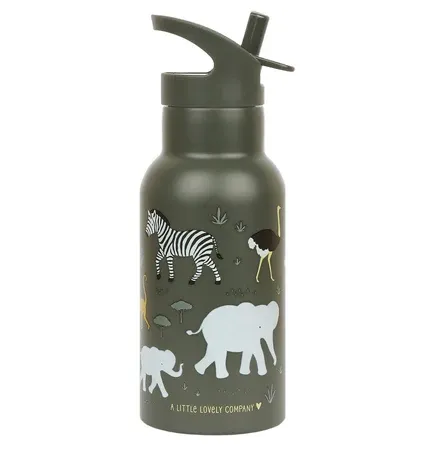 LITTLE LOVELY COMPANY Ανοξείδωτο Παγούρι Θερμός Με Καλαμάκι 350ml Savanna (3+ ετών)