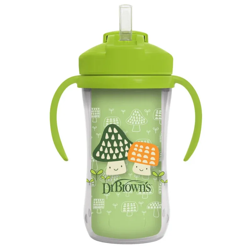 DR. BROWN'S Παιδικός Θερμός Με Καλαμάκι Green 300ml (12+μηνών)