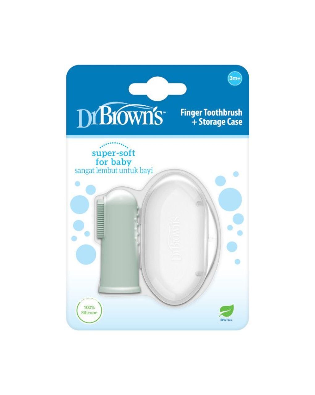 DR. BROWN'S Βρεφική Δαχτυλική Οδοντόβουρτσα Με Θήκη Mint (3+ μηνών)