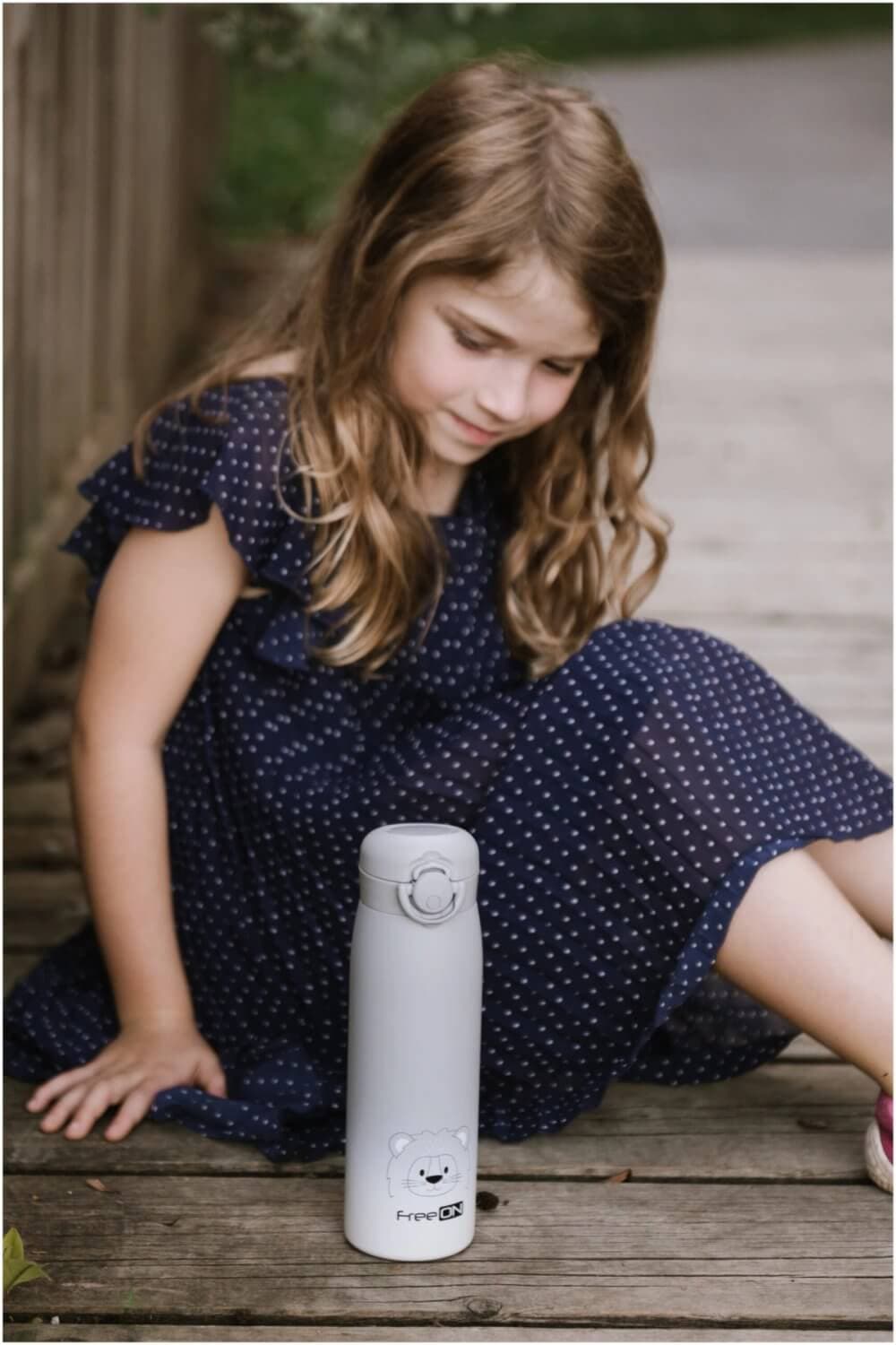 FREE ON Ανοξείδωτος Θερμός Υγρών Lion Grey 480ml