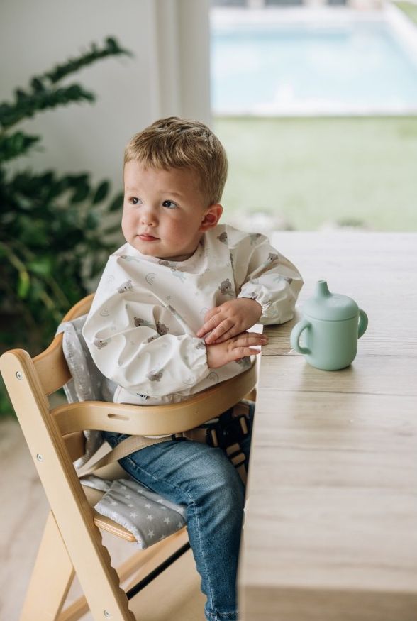 FREE ON Μακρυμάνικη Αδιάβροχη Σαλιάρα Με Τσέπη & Κουμπάκια Bear Beige (6+ μηνών)