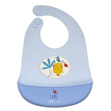 GAMBERRITOS Βρεφική Σαλιάρα Σιλικόνης Με Τσέπη Little Tiger Blue (4+ μηνών)