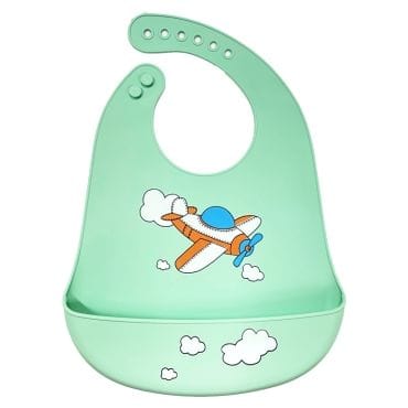 GAMBERRITOS Βρεφική Σαλιάρα Σιλικόνης Με Τσέπη Aeroplane Mint (4+ μηνών)