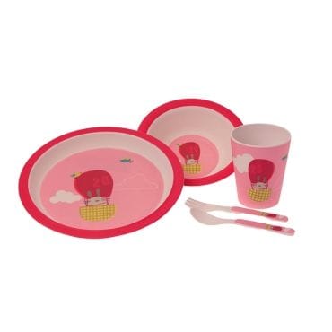 GAMBERRITOS Βρεφικό Σετ Φαγητού PP Αερόστατο Ροζ (6+ μηνών)