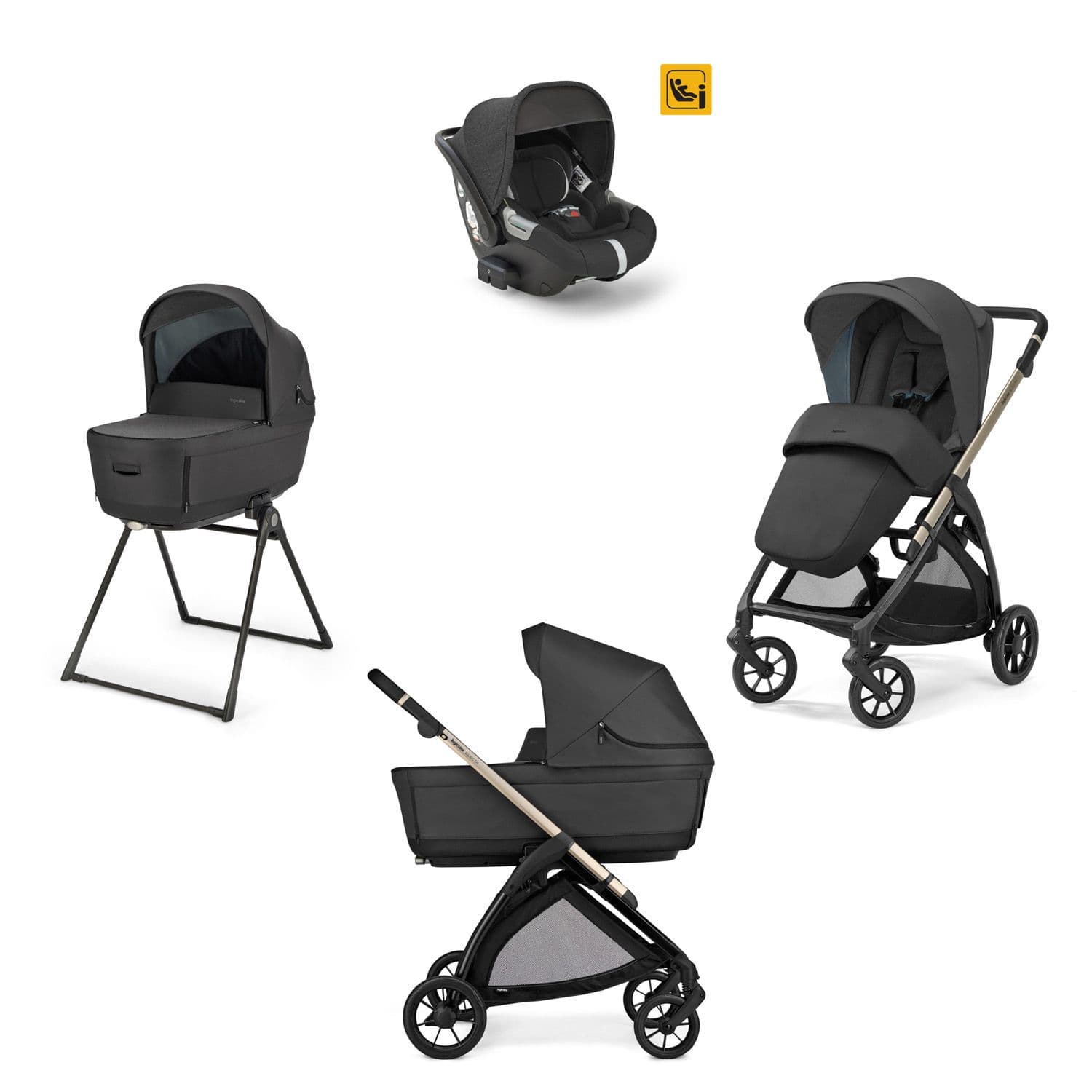 INGLESINA Καρότσι 3 Σε 1 Electa Quattro Darwin Infant Upper Black-Iridio Black