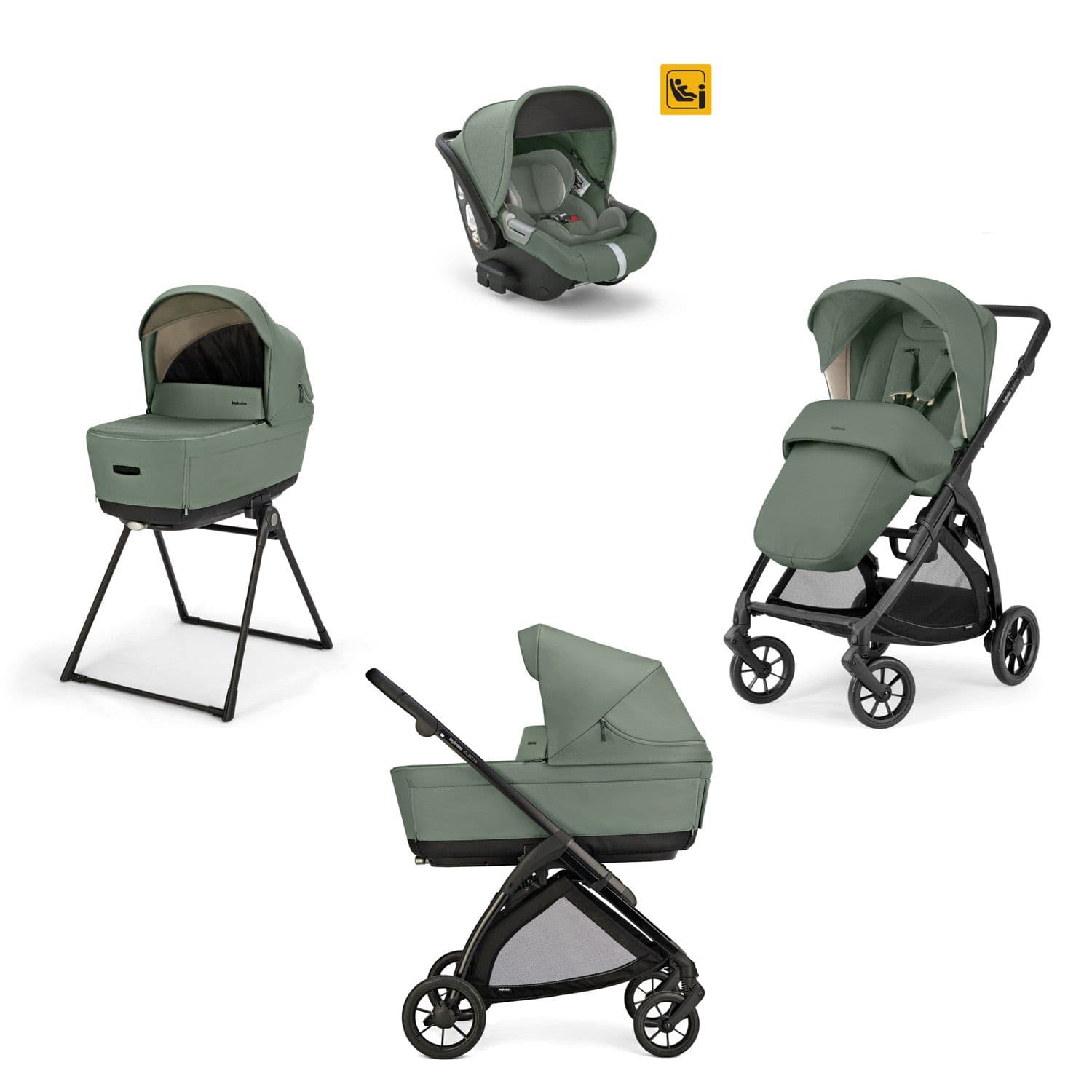 INGLESINA Καρότσι 3 Σε 1 Electa Quattro Darwin Infant Murray Green-Total Black