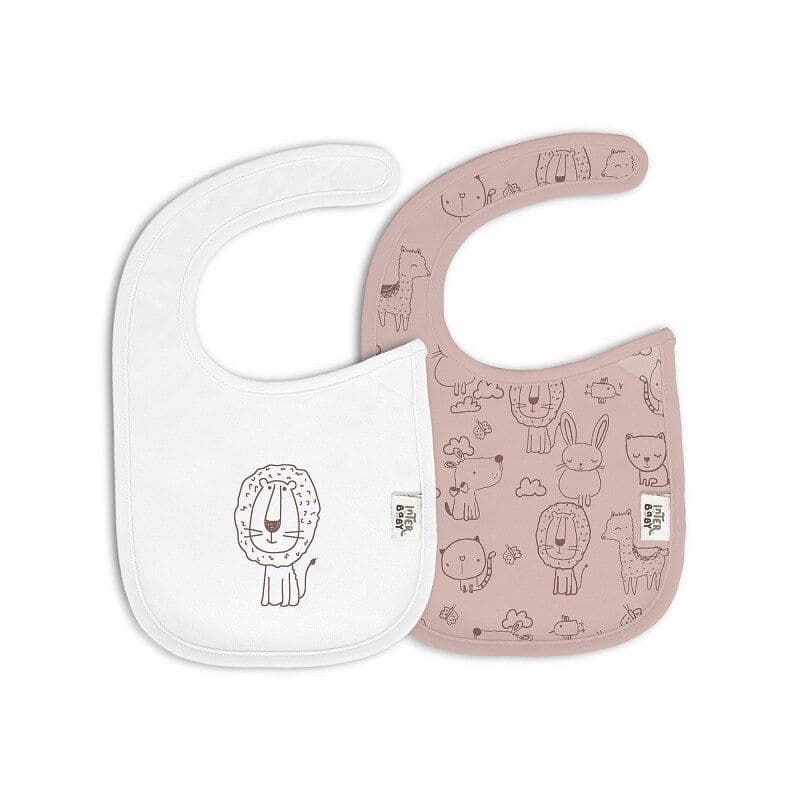 INTERBABY Σετ Βρεφικές Αδιάβροχες Σαλιάρες Bamboo Animalitos Rosa (0+ μηνών)
