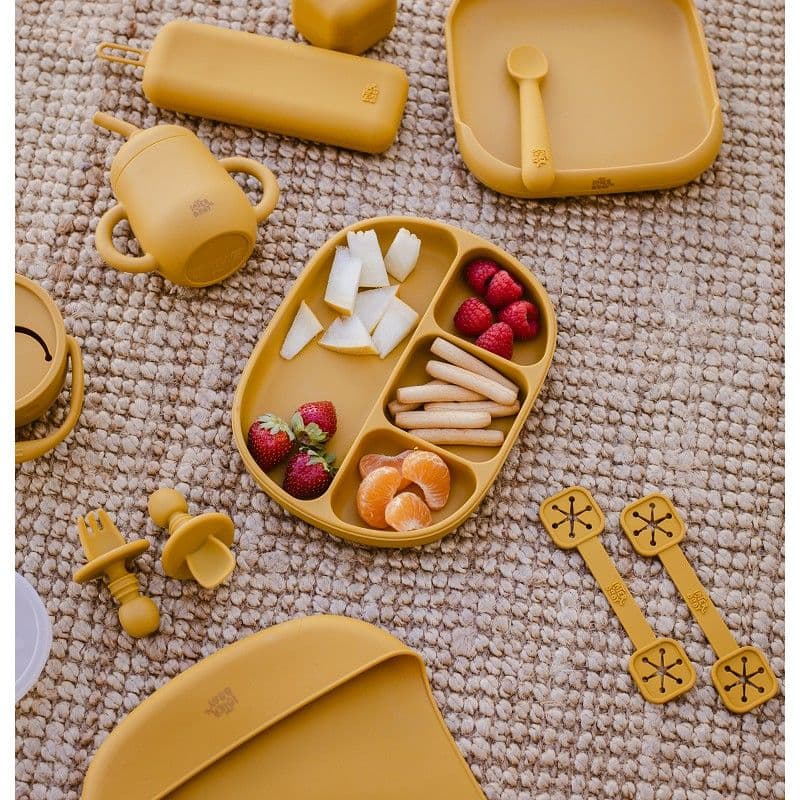 INTERBABY Σετ Εργονομικό Κουτάλι Πιρούνι Anti-Chocking Earth Ochre (4+ μηνών)