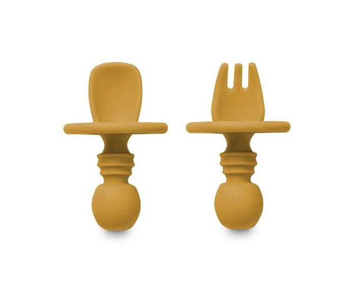 INTERBABY Σετ Εργονομικό Κουτάλι Πιρούνι Anti-Chocking Earth Ochre (4+ μηνών)