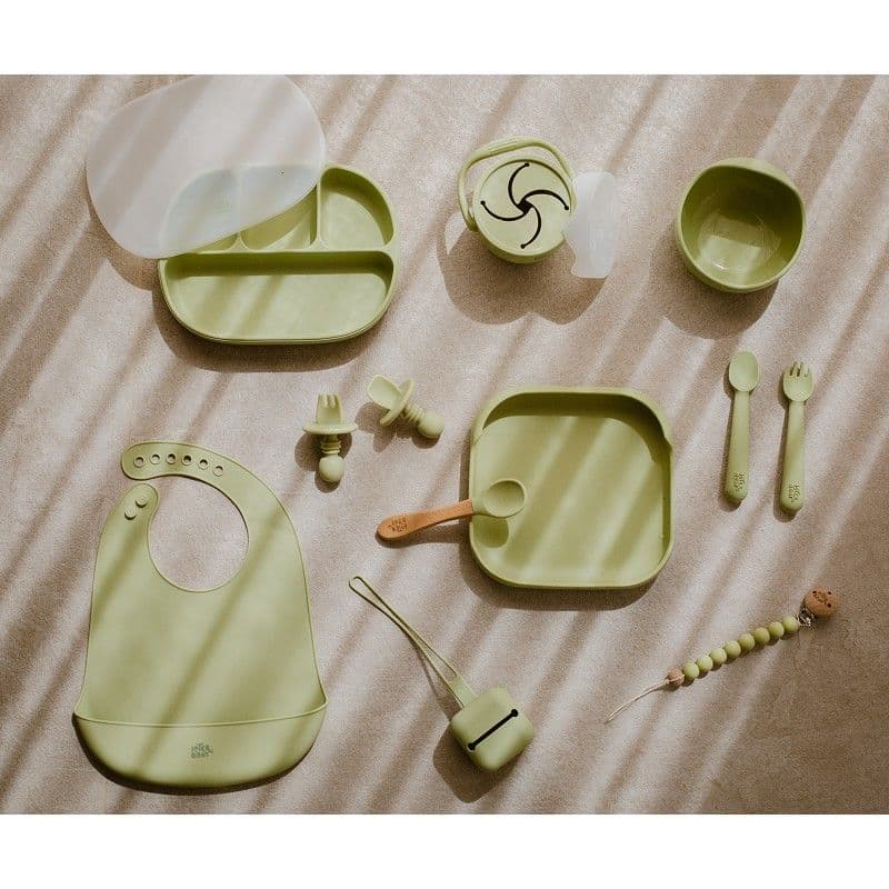 INTERBABY Σετ Εργονομικό Κουτάλι Πιρούνι Anti-Chocking Olive Green (4+ μηνών)