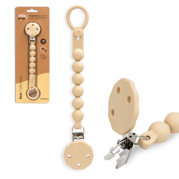 INTERBABY Κλιπ Πιπίλας Σιλικόνης Με Χάντρες Eco Collection Yellow Sand
