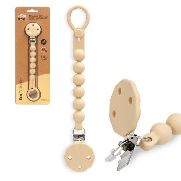 INTERBABY Κλιπ Πιπίλας Σιλικόνης Με Χάντρες Eco Collection Yellow Sand