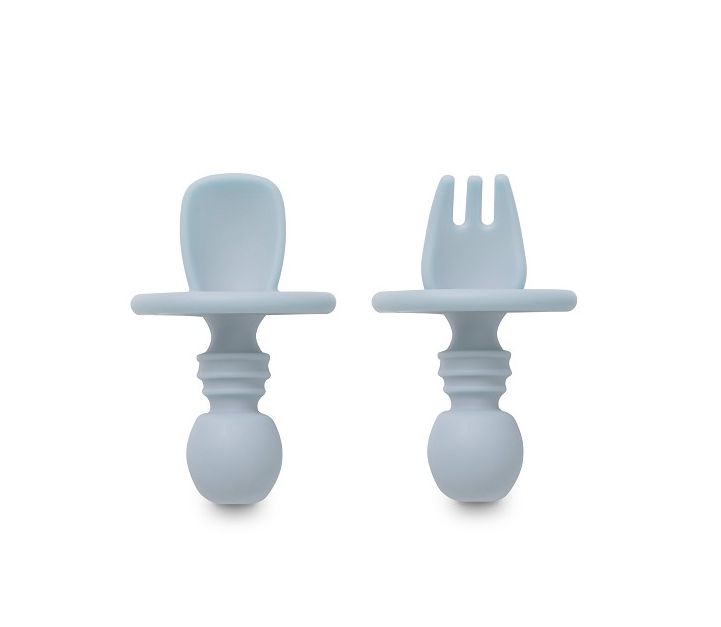 INTERBABY Σετ Εργονομικό Κουτάλι Πιρούνι Anti-Chocking Blue Grey (4+ μηνών)