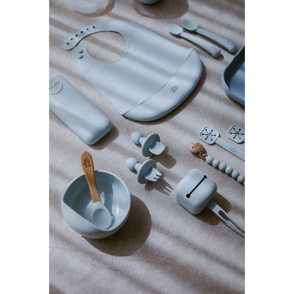INTERBABY Σετ Εργονομικό Κουτάλι Πιρούνι Anti-Chocking Blue Grey (4+ μηνών)