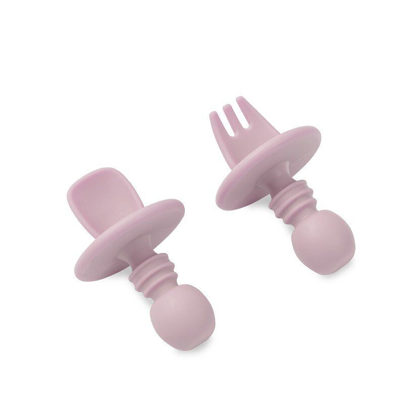 INTERBABY Σετ Εργονομικό Κουτάλι Πιρούνι Anti-Chocking Rosa (4+ μηνών)
