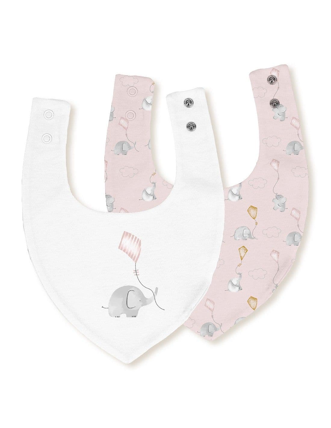 INTERBABY Σετ Βρεφικές Αδιάβροχες Σαλιάρες Μπαντάνα Bamboo Elephant Rosa (0+ μηνών)