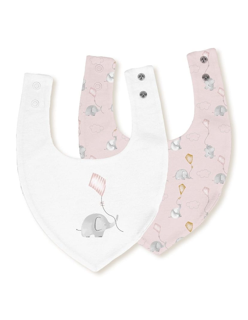 INTERBABY Σετ Βρεφικές Αδιάβροχες Σαλιάρες Μπαντάνα Bamboo Elephant Rosa (0+ μηνών)