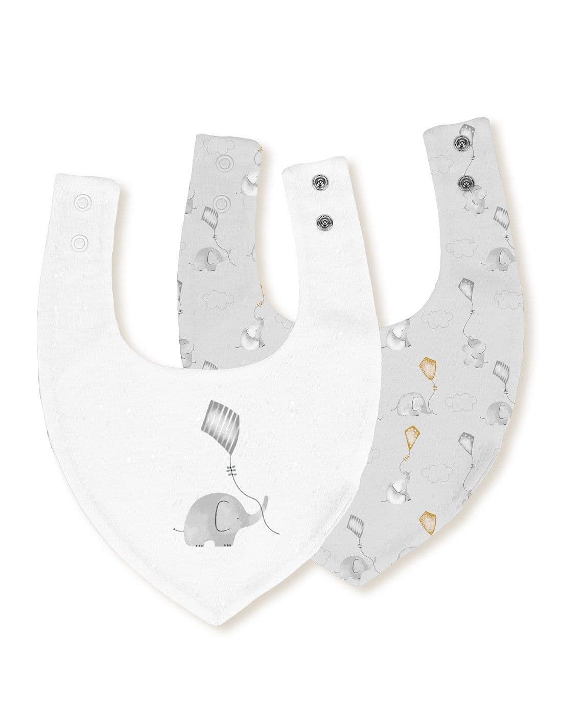 INTERBABY Σετ Βρεφικές Αδιάβροχες Σαλιάρες Μπαντάνα Bamboo Elephant Grey (0+ μηνών)