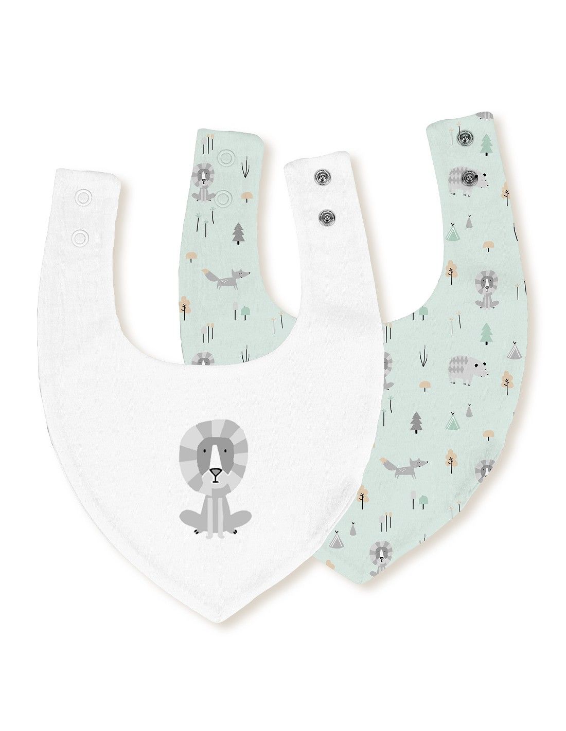 INTERBABY Σετ Βρεφικές Αδιάβροχες Σαλιάρες Μπαντάνα Bamboo Fox Verde (0+ μηνών)