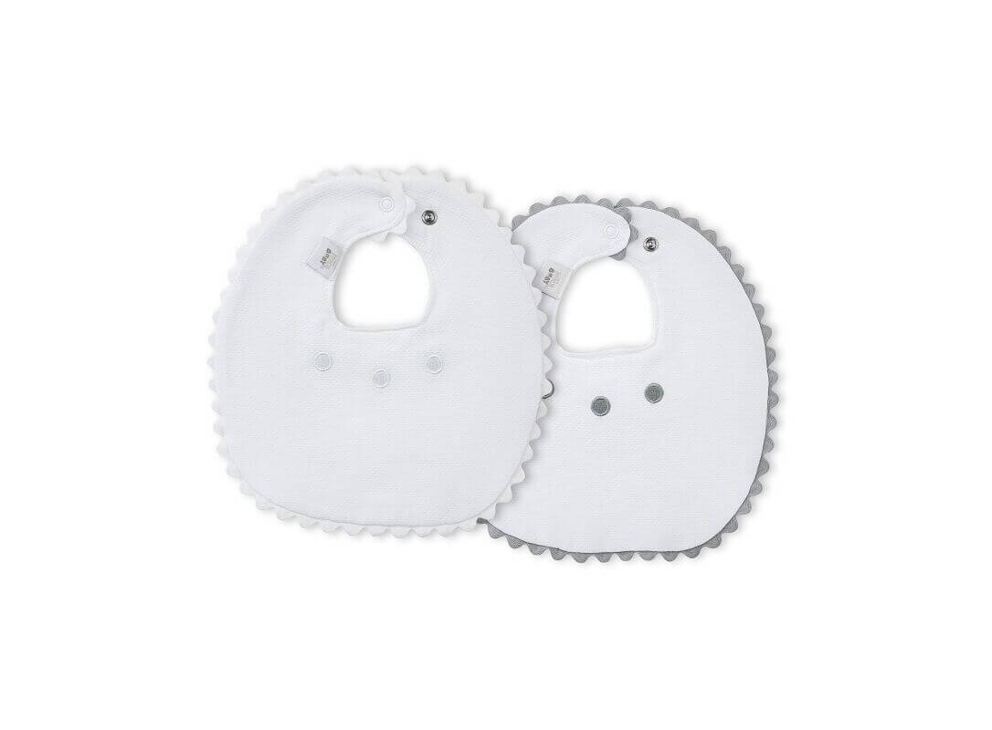 INTERBABY Σετ Βρεφικές Σαλιάρες Πετσετέ Grey-White (0+ μηνών)