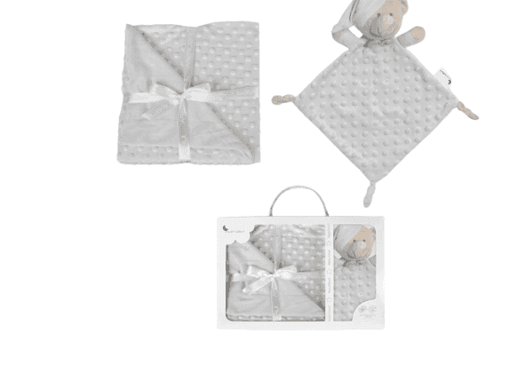 INTERBABY Σετ Δώρου Βελουτέ Κουβέρτα Αγκαλιάς & Αρκουδάκι Dou-Dou Bear Grey
