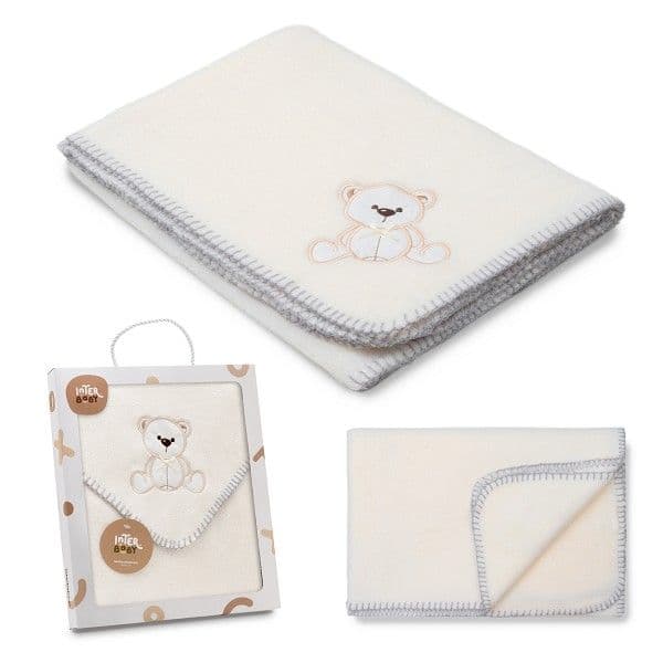 INTERBABY Fleece Κουβέρτα Αγκαλιάς Bear Beige (80×110cm)