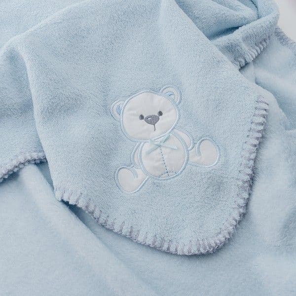 INTERBABY Fleece Κουβέρτα Αγκαλιάς Bear Blue (80×110cm)