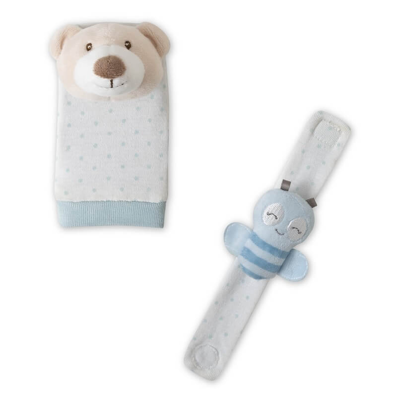 INTERBABY Βρεφικά Καλτσάκια & Βραχιολάκια Με Κουδουνίστρα Blue Bear (0+ μηνών)