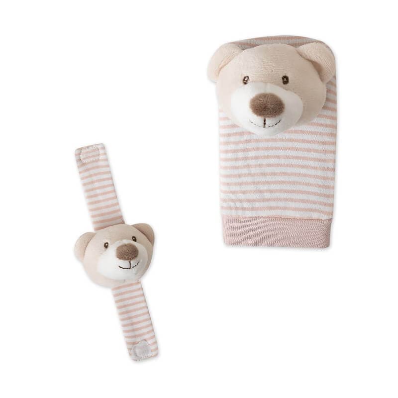 INTERBABY Βρεφικά Καλτσάκια & Βραχιολάκια Με Κουδουνίστρα Pink Bear (0+ μηνών)