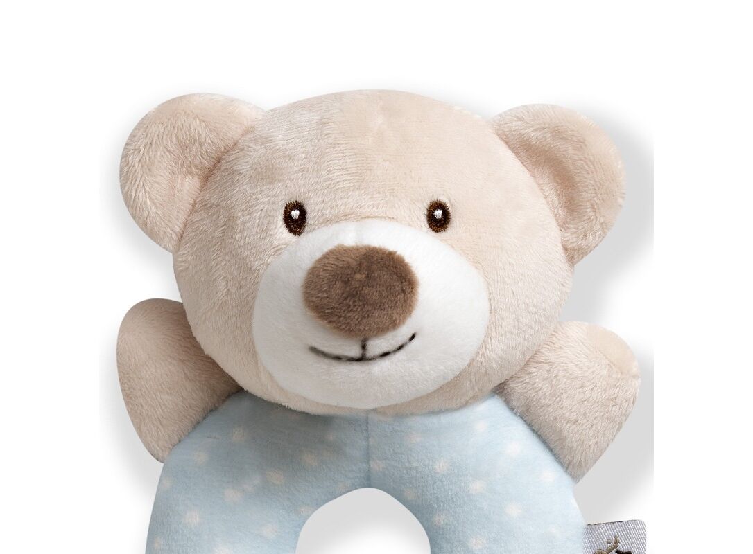 INTERBABY Βρεφική Λούτρινη Κουδουνίστρα Bear Blue (0+ μηνών)