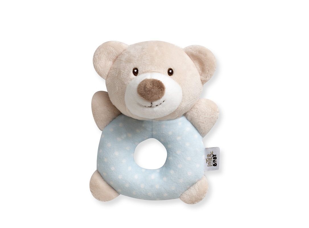 INTERBABY Βρεφική Λούτρινη Κουδουνίστρα Bear Blue (0+ μηνών)