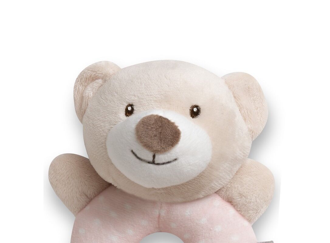 INTERBABY Βρεφική Λούτρινη Κουδουνίστρα Bear Pink (0+ μηνών)