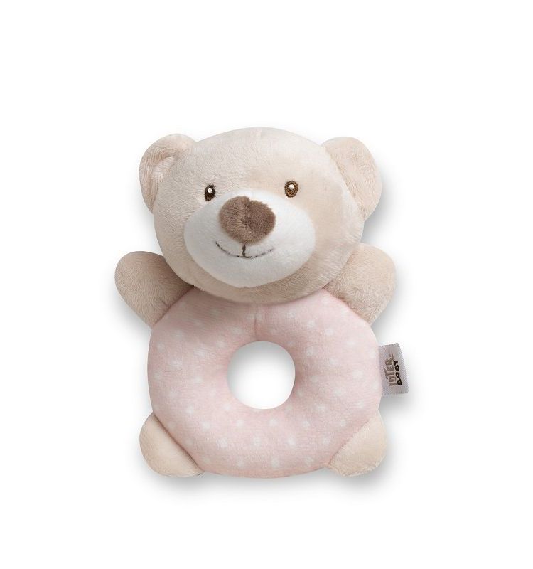 INTERBABY Βρεφική Λούτρινη Κουδουνίστρα Bear Pink (0+ μηνών)