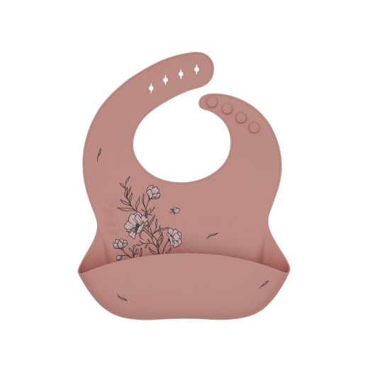 KIKKA BOO Βρεφική Αδιάβροχη Σαλιάρα Σιλικόνης Με Τσέπη Flora Blush (6+ μηνών)