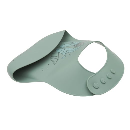 KIKKA BOO Βρεφική Αδιάβροχη Σαλιάρα Σιλικόνης Με Τσέπη Flora Sage (6+ μηνών)