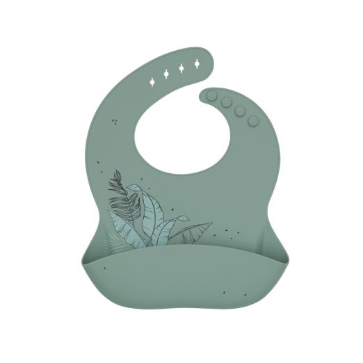 KIKKA BOO Βρεφική Αδιάβροχη Σαλιάρα Σιλικόνης Με Τσέπη Flora Sage (6+ μηνών)