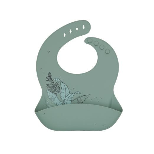 KIKKA BOO Βρεφική Αδιάβροχη Σαλιάρα Σιλικόνης Με Τσέπη Flora Sage (6+ μηνών)