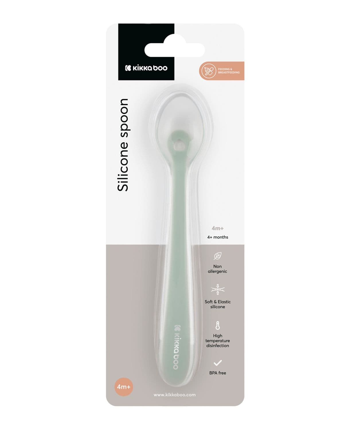 KIKKA BOO Βρεφικό Κουταλάκι Σιλικόνης Για Μωρά Sage (4+ μηνών)