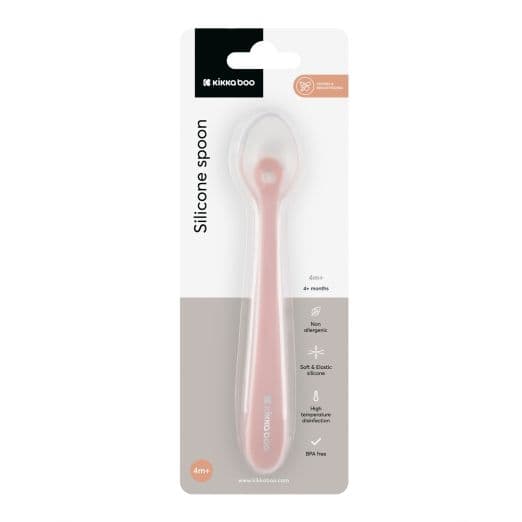 KIKKA BOO Βρεφικό Κουταλάκι Σιλικόνης Για Μωρά Blush (4+ μηνών)