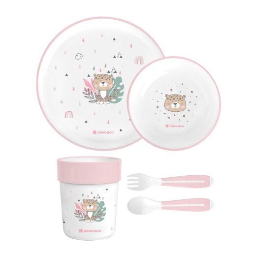 KIKKA BOO Σετ Φαγητού PP Savanna Pink (6+ μηνών)