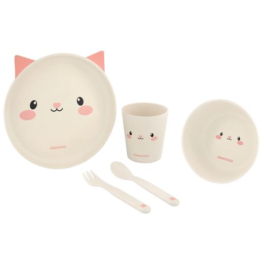 KIKKA BOO Σετ Φαγητού Bamboo Cat Pink (6+ μηνών)