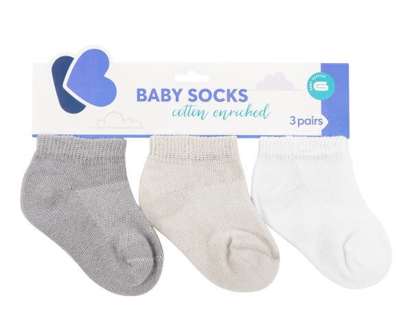 KIKKA BOO Βρεφικά Καλοκαιρινά Καλτσάκια Grey (0-6 μηνών) (3 Ζευγάρια)