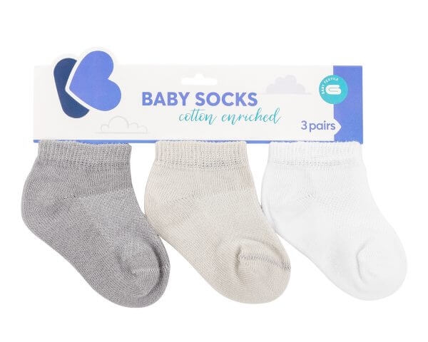 KIKKA BOO Βρεφικά Καλοκαιρινά Καλτσάκια Grey (0-6 μηνών) (3 Ζευγάρια)